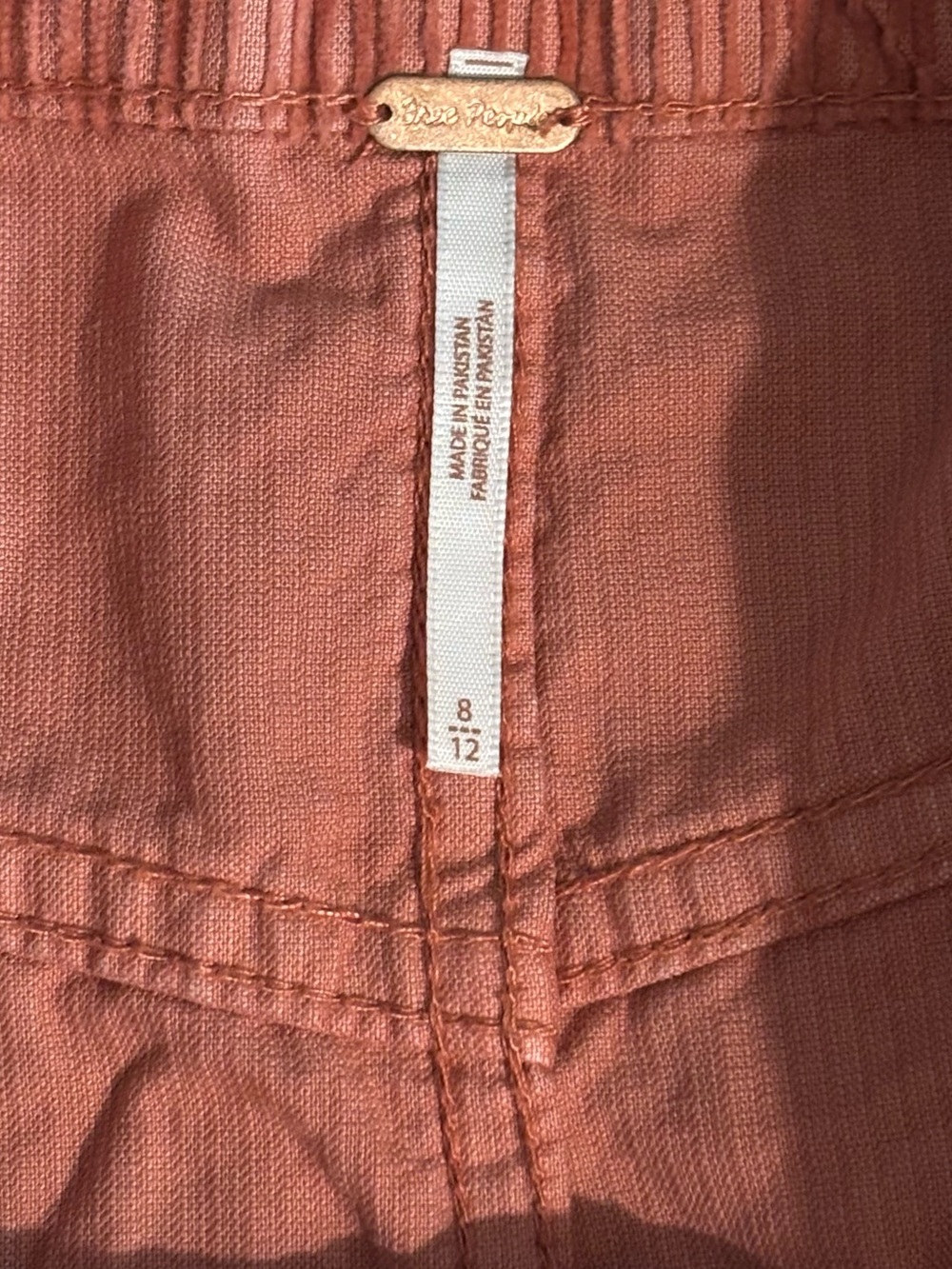 Free People Ray Cord Mini Skirt Myrrh Terracotta Size 8 - Picture 7 of 12